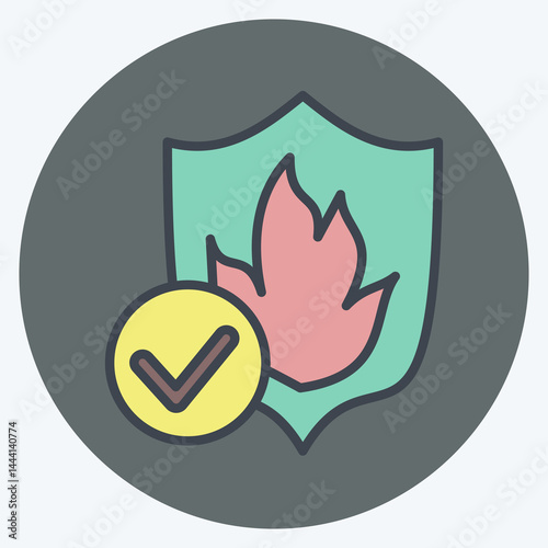 Icon Fireproof. related to Bedding symbol. color mate style. design editable