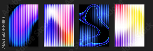 Four abstract backgrounds with vertical stripes. Suitable for website banners, social media posts, and digital design projects needing dynamic patterns.