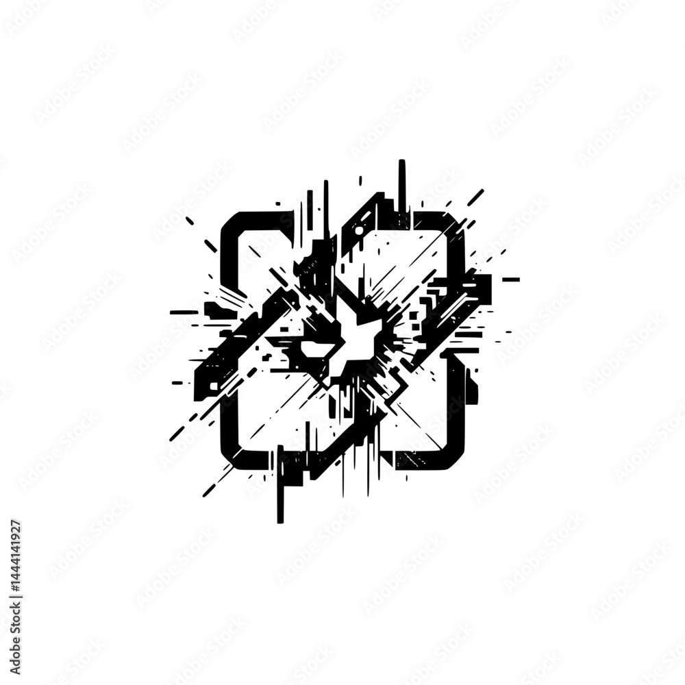 Obraz premium Tech Abstract Graphic Burst, Black and White, Modern Minimalist Design