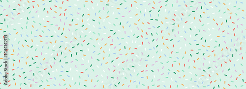 Mint donut sprinkles seamless pattern. Dessert sugar candy background. Cake glaze icing overlay for decorative banner, poster, template. Cupcake or ice cream topping texture. Vector wallpaper