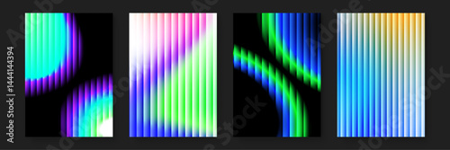 Four colorful gradients with stripes. Great for backgrounds, website designs, social media posts, graphic presentations, and print materials.