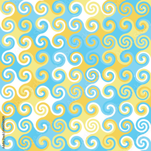 Yellow and light blue kaleidoscope with beautiful geometric patterns / 黄色と水色の万華鏡 美しい幾何学模様
