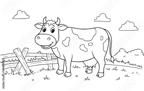 cow coloring for children, coloring book, vector illustration