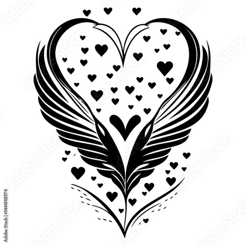 Abstract love and wings design symbolizing freedom and heartfelt connection
