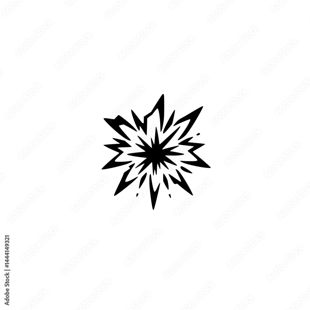 Fototapeta premium Abstract Black Explosion Icon on White Background