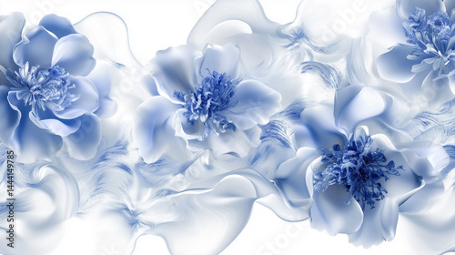 Elegant floral background with blue flowers and soft abstract shapes