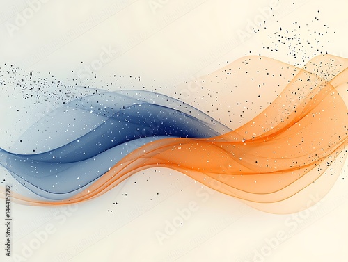 Abstract flowing waves, orange and blue hues