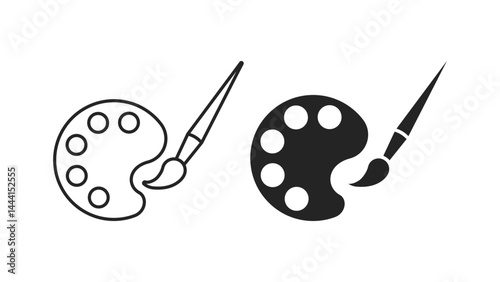 Paint palette and brush, Color palette, Paint Palette icon, multicolor, art, designer, drawing icon symbol logo illustration,editable stroke