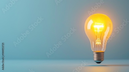 Insightful Understanding for Smarter Decision Making, A glowing light bulb on a soft blue background illuminating creativity and innovation.