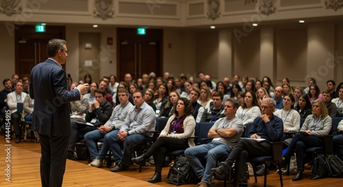 Speaker Presenting to Audience at Conference or Seminar