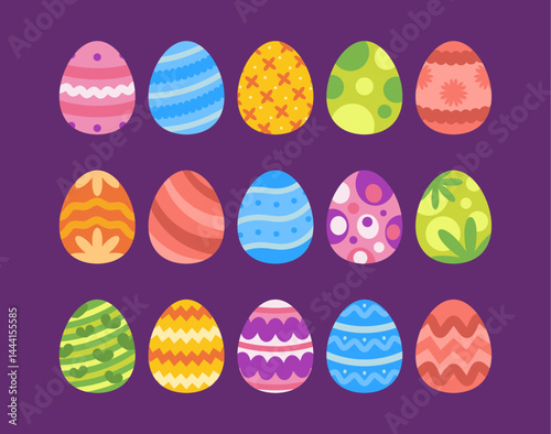 Easter eggs flat vector illustration set