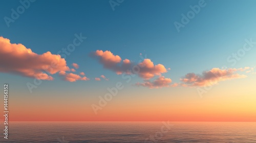 Obraz na płótnie Insightful Understanding for Smarter Decision Making, Serene ocean view with soft clouds against a vibrant sunset sky. w salonie