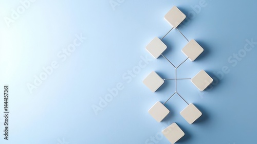 Obraz na płótnie Insightful Understanding for Smarter Decision Making, Modern wall decor featuring geometric shapes in a minimalist design on a blue background. w salonie