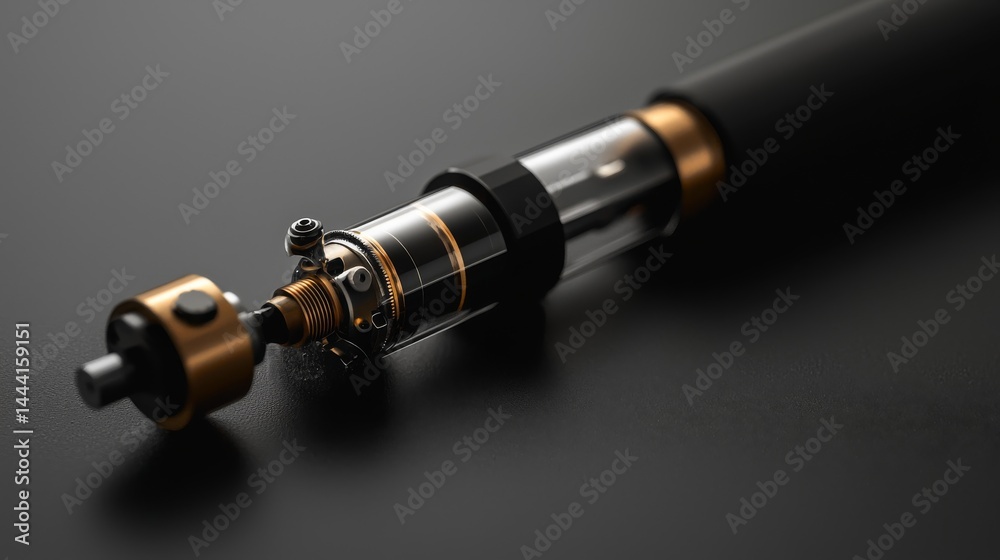 Close-up of a modern vape device showcasing intricate design elements. Close-up of a modern vape device showcasing intricate design elements.