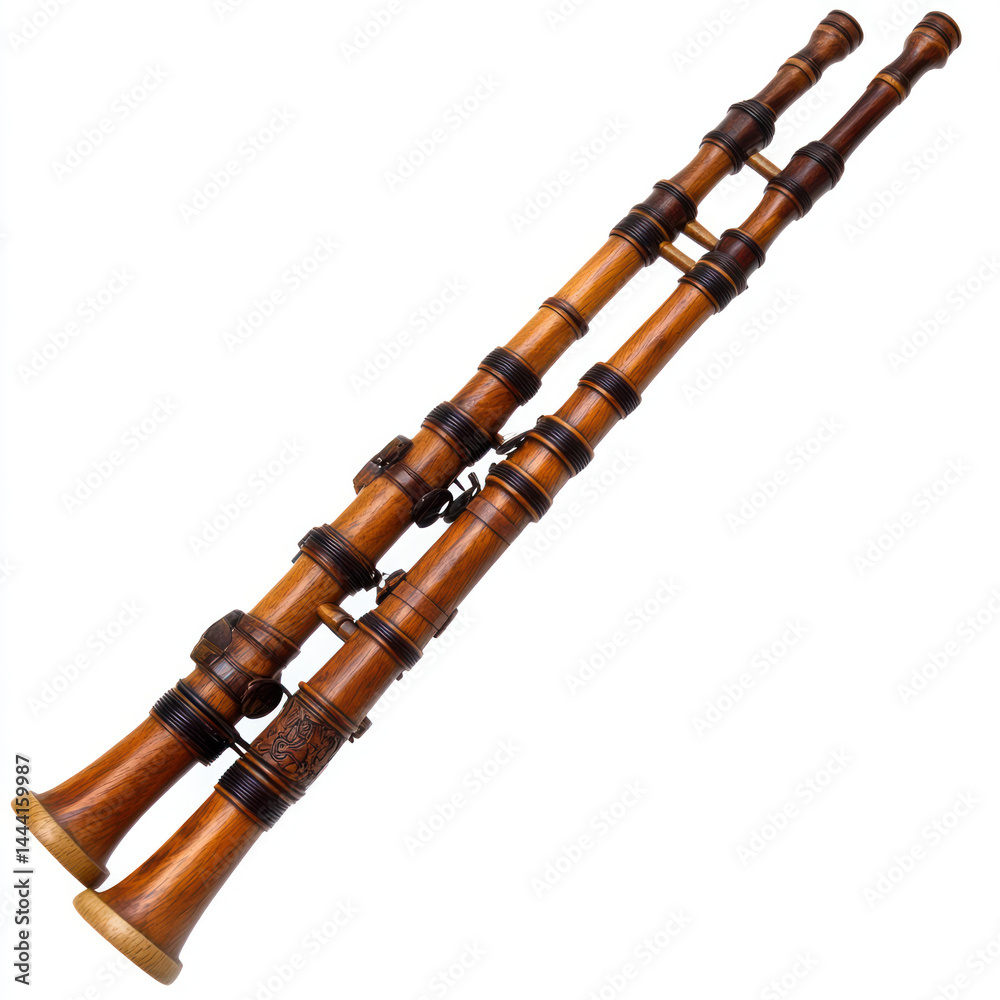 Naklejka premium wooden flute isolated on white
