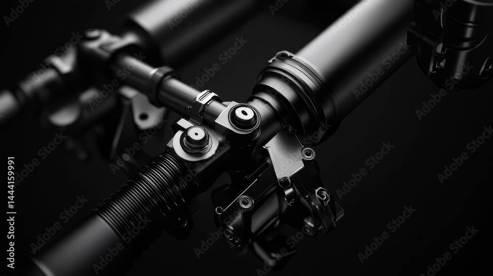 Fototapeta premium Close-up of advanced mechanical components in a sleek, modern design.