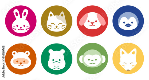 Initial settings animal icon 動物の初期設定アイコンセット(illustration simple シンプル 編集可能 ベクター 素材セット)