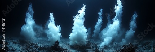 Deep Sea Vents Emitting White Clouds