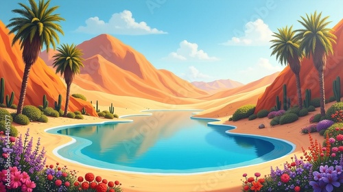 Blooming Desert: Oasis of Color and Life