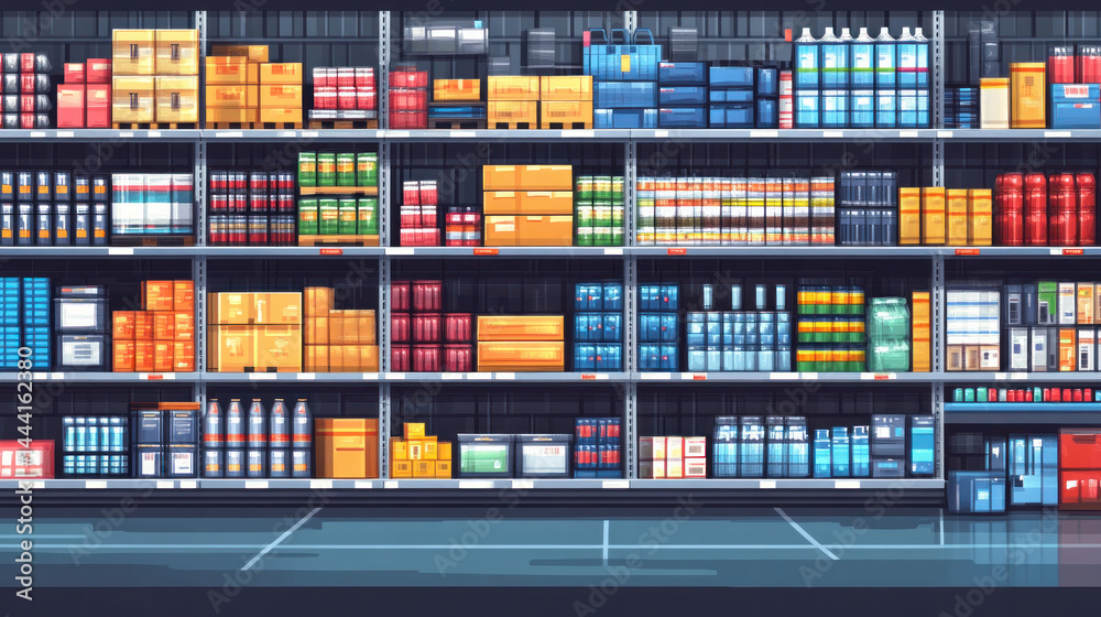 A store shelf with many different products on it. The shelf is empty and the products are not on the shelf A store shelf with many different products on it. The shelf is empty and the products are not on the shelf