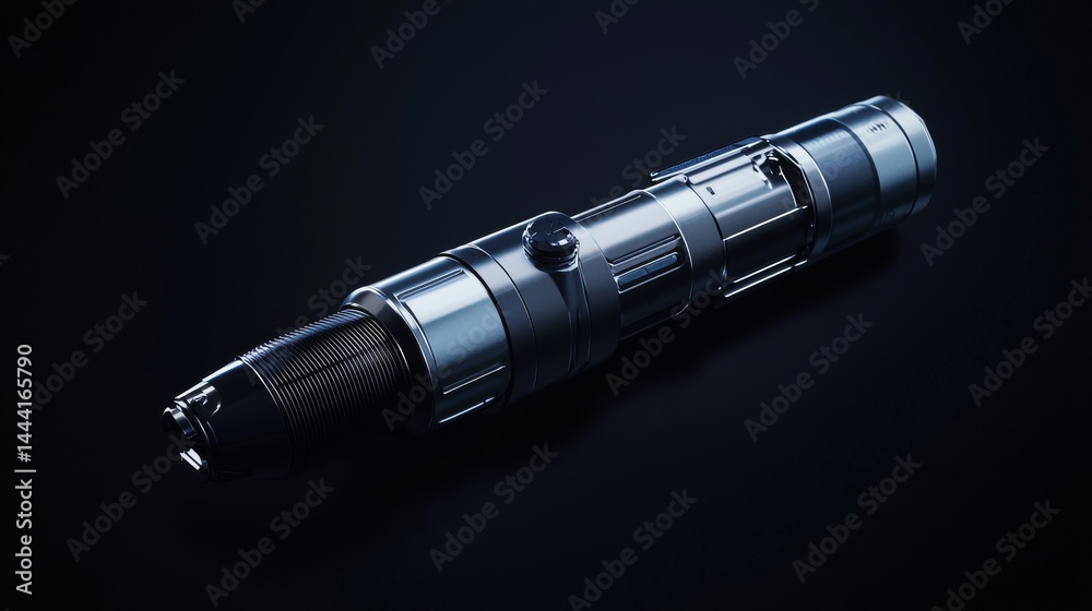 Futuristic, sleek metal pen design on a dark background emphasizing modern innovation. Futuristic, sleek metal pen design on a dark background emphasizing modern innovation.