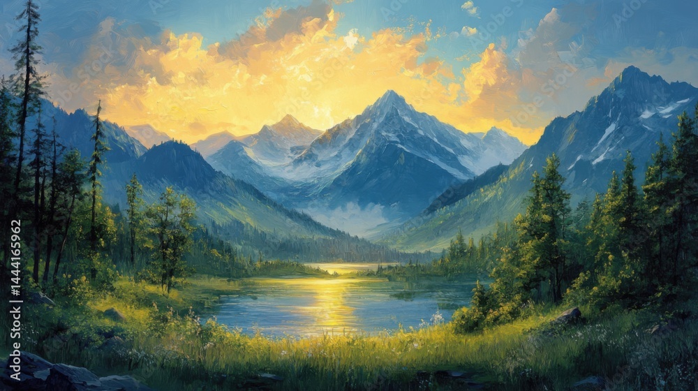 Fototapeta premium 朝焼けの山脈