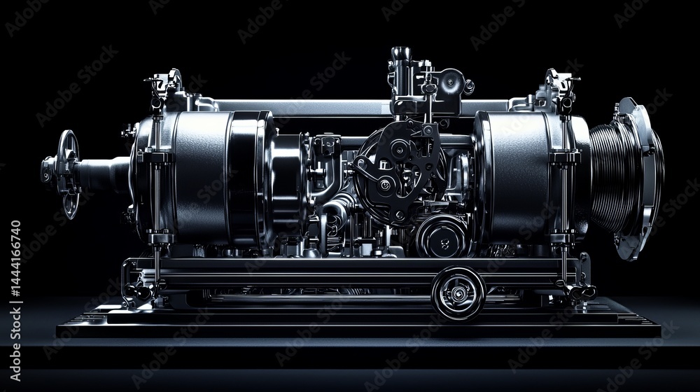 Fototapeta premium High-quality close-up of a detailed industrial machine showcasing precision engineering.