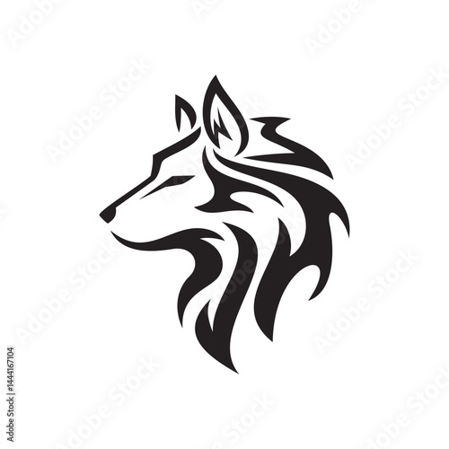 Head Wolf Art Style Logo Design Inspiration. Vector illustration.