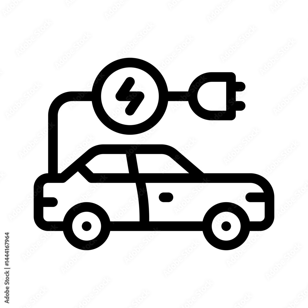 electric car line icon electric car line icon