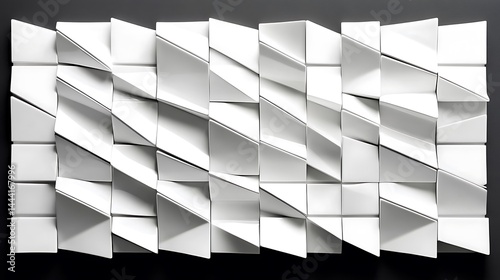 Intricate interplay of white geometric shapes creating a modern architectural pattern