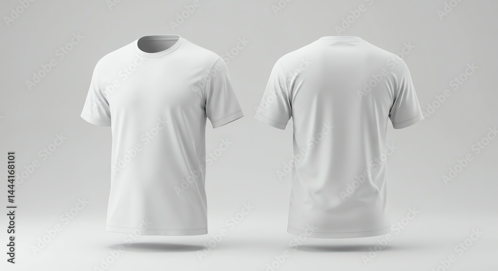 T-shirt Mockup Showing Front and Back Views in White T-shirt Mockup Showing Front and Back Views in White