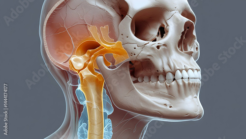 frontal sinus with overlaid transparent frontal bone 