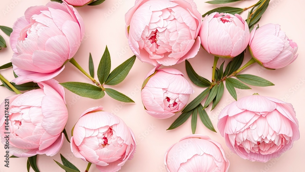 Delicate Peony Heads on a Soft Pastel Background for Design Inspiration
