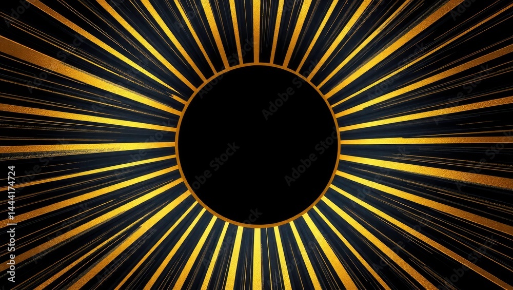 Dynamic Black and Gold Radiating Burst, Energy Flowing from Center