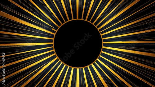 Obraz na płótnie Dynamic Black and Gold Radiating Burst, Energy Flowing from Center w salonie
