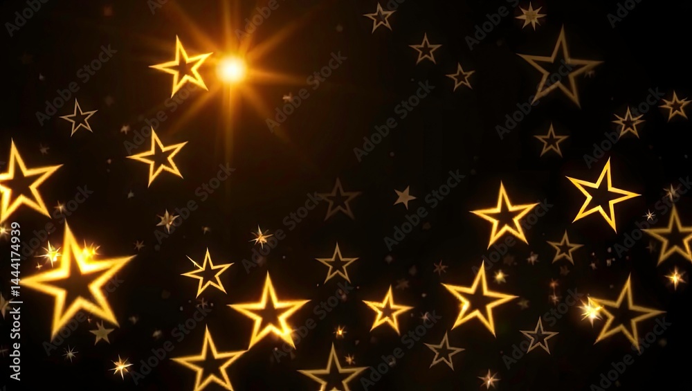 Dynamic Looping Stars on Black Background for Motion Graphics Design
