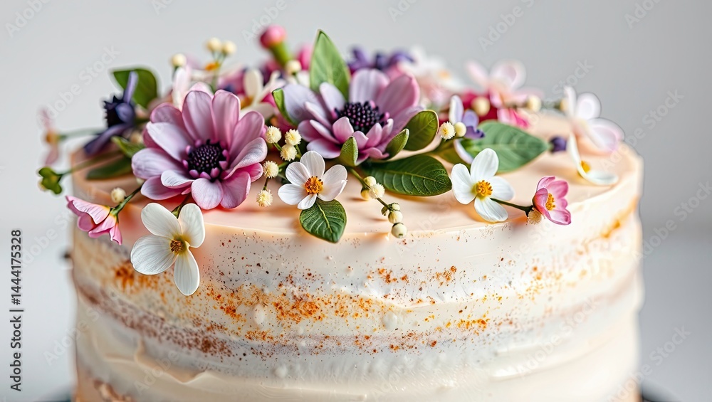 Elegant Floral Cake, Exquisitely Decorated Dessert