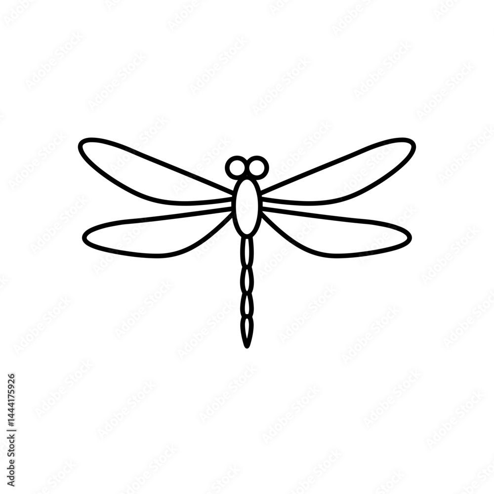 Dragonfly line icon in black on white background Dragonfly line icon in black on white background