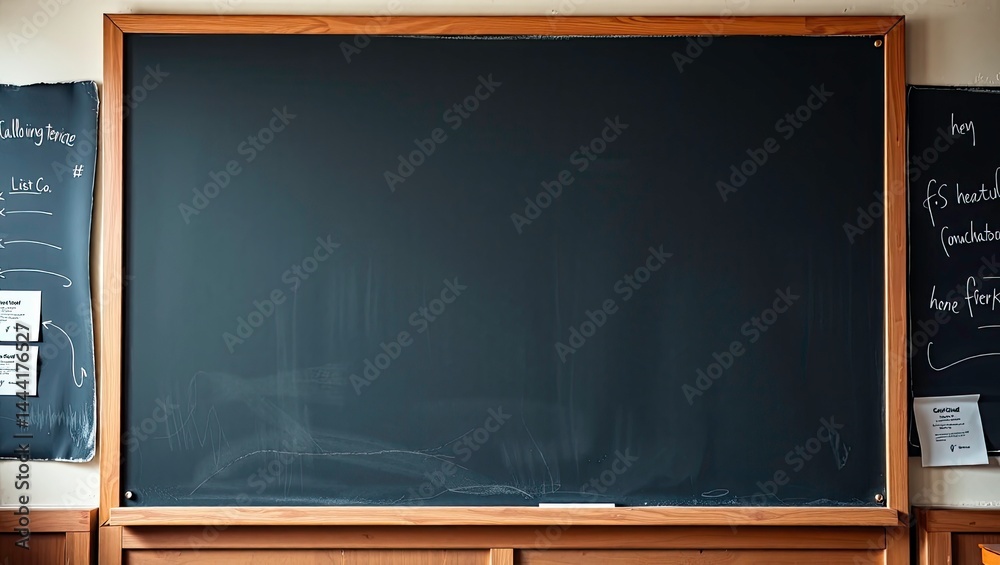 Empty Blackboard in Vintage Classroom, Blank Mockup for Art Studio