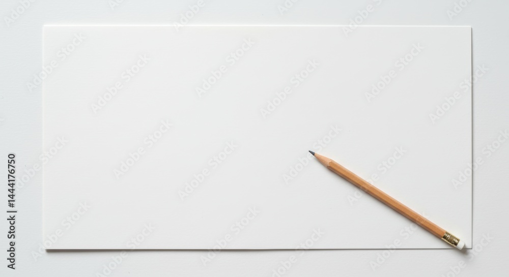 Blank canvas ready for creativity with a pencil resting on its surface inviting artistic expression and new ideas Blank canvas ready for creativity with a pencil resting on its surface inviting artistic expression and new ideas