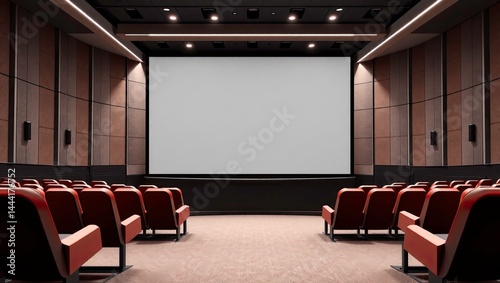 Obraz na płótnie Empty Cinema Hall - Plain Screen - 3D Illustration - Interior View w salonie
