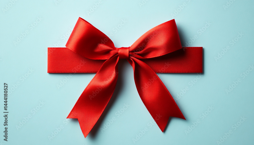 Blank gift card with red bow on light blue backtground Blank gift card with red bow on light blue backtground