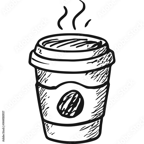 Takeaway coffee cup hand drawn