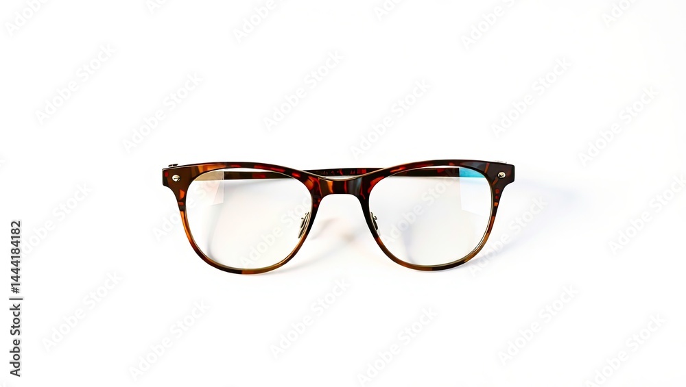 Retro Brown Glasses on White Background, Vintage Accessory, Product Photography