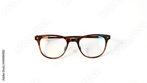 Obraz na płótnie Retro Brown Glasses on White Background, Vintage Accessory, Product Photography w salonie