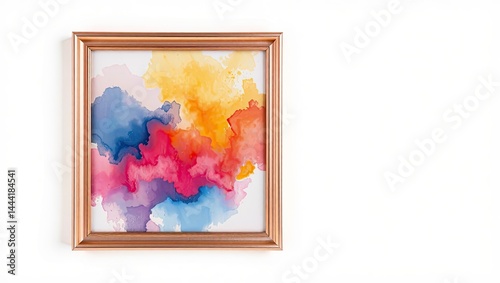 Obraz na płótnie Rose Gold Framed Abstract Pastel Painting, Modern Art Design w salonie
