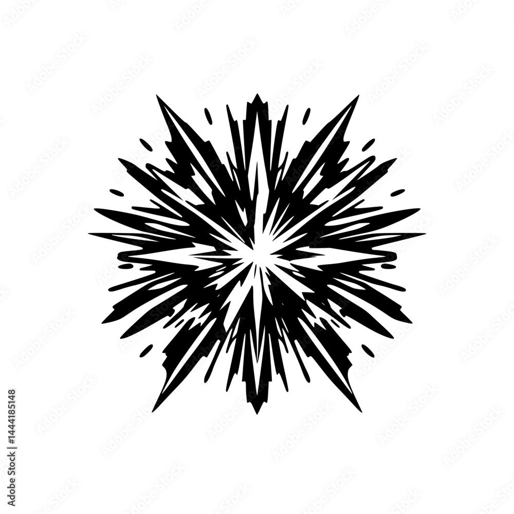 Obraz premium Black and White Burst: Abstract Radial Design