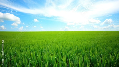 Obraz na płótnie Serene Green Field Under a Clear Sky w salonie