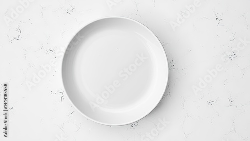 Simple White Plate, Minimalist Texture, Monochrome Design