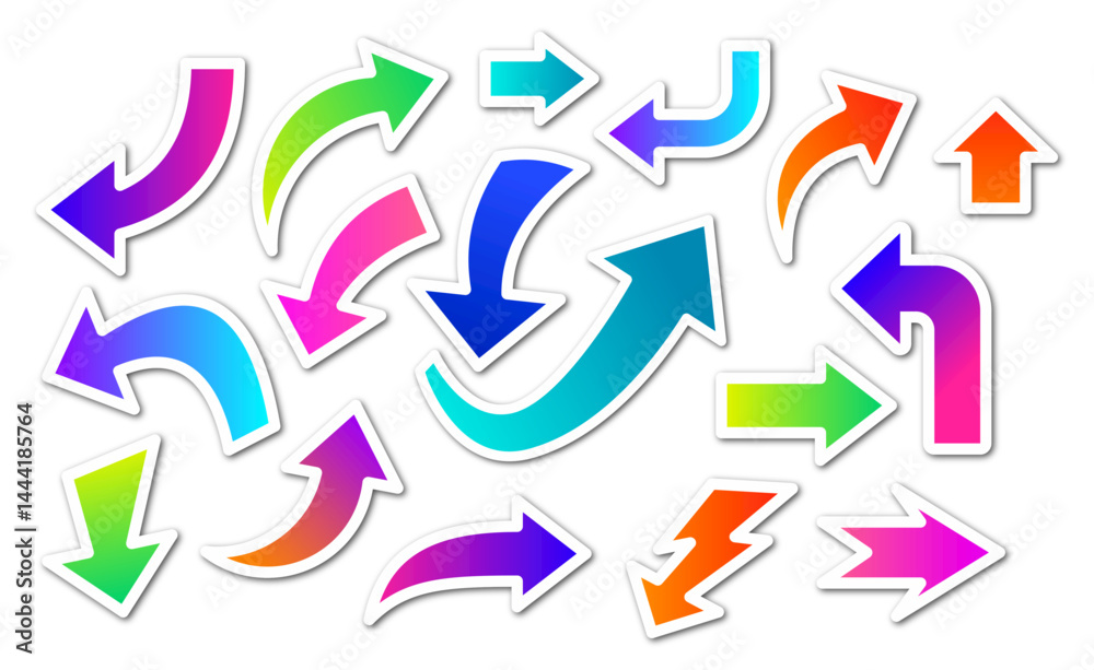 set of 3d colorful directional arrow element set of 3d colorful directional arrow element